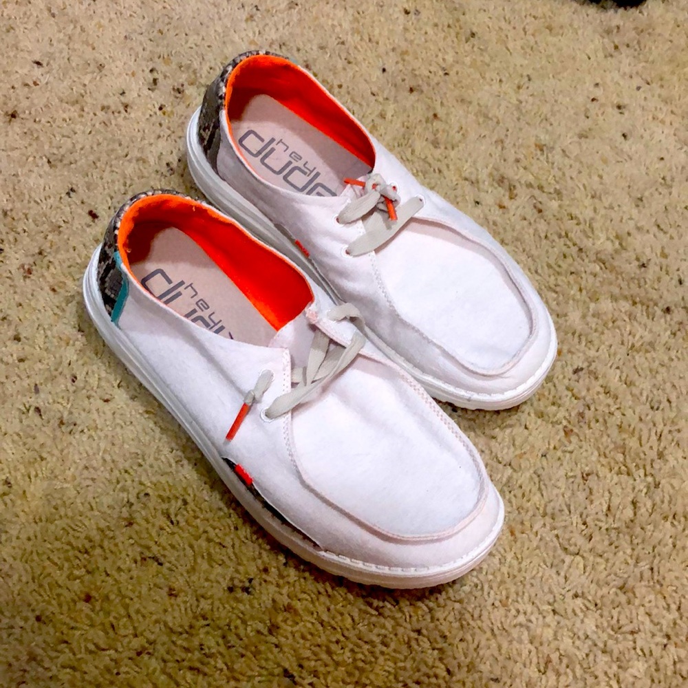 Snake Linen White Hey Dudes Size 8